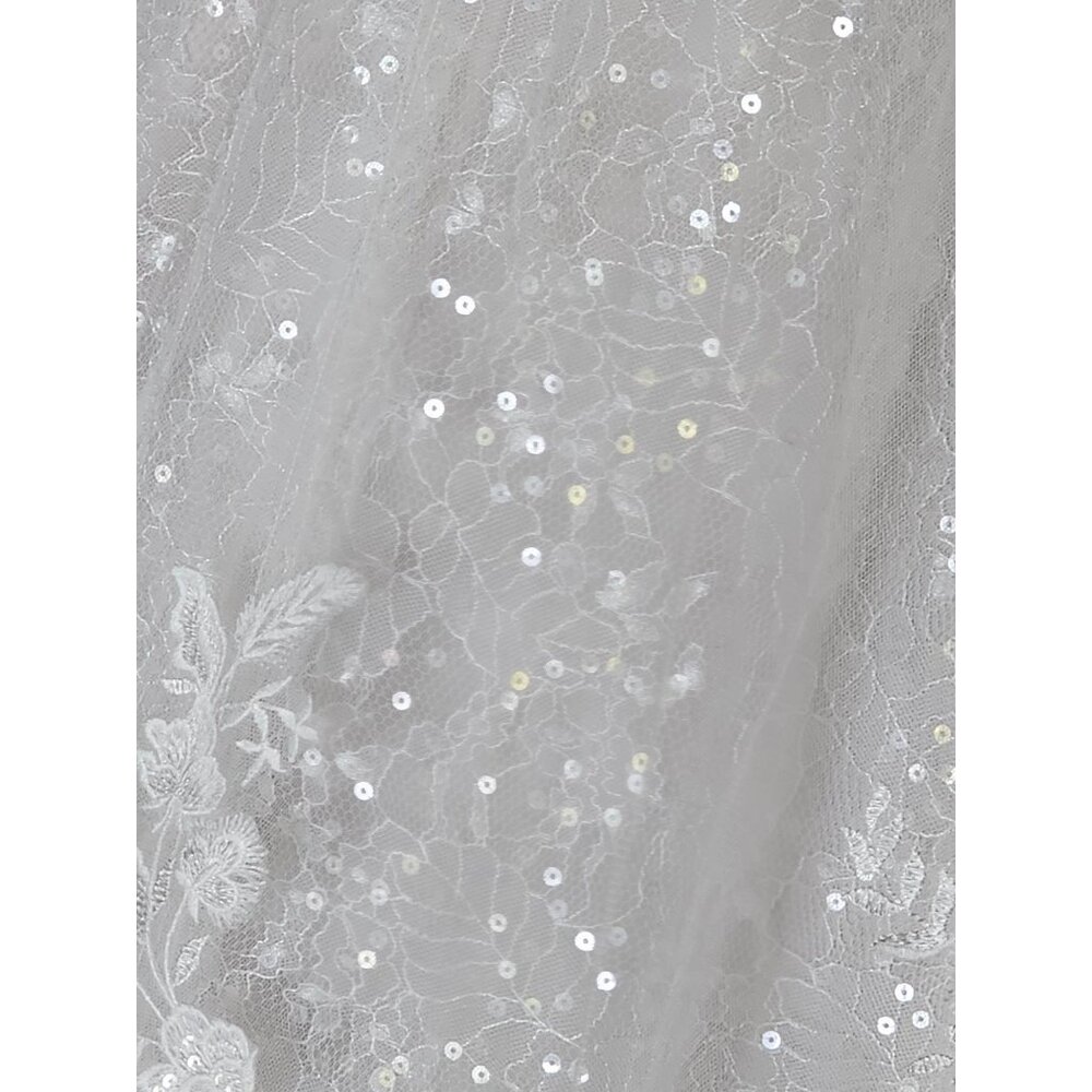 NWOT Ivory Illusion Neckline Plunge A-Line Floral Lace Wedding Gown - Morilee - Picture 9 of 12